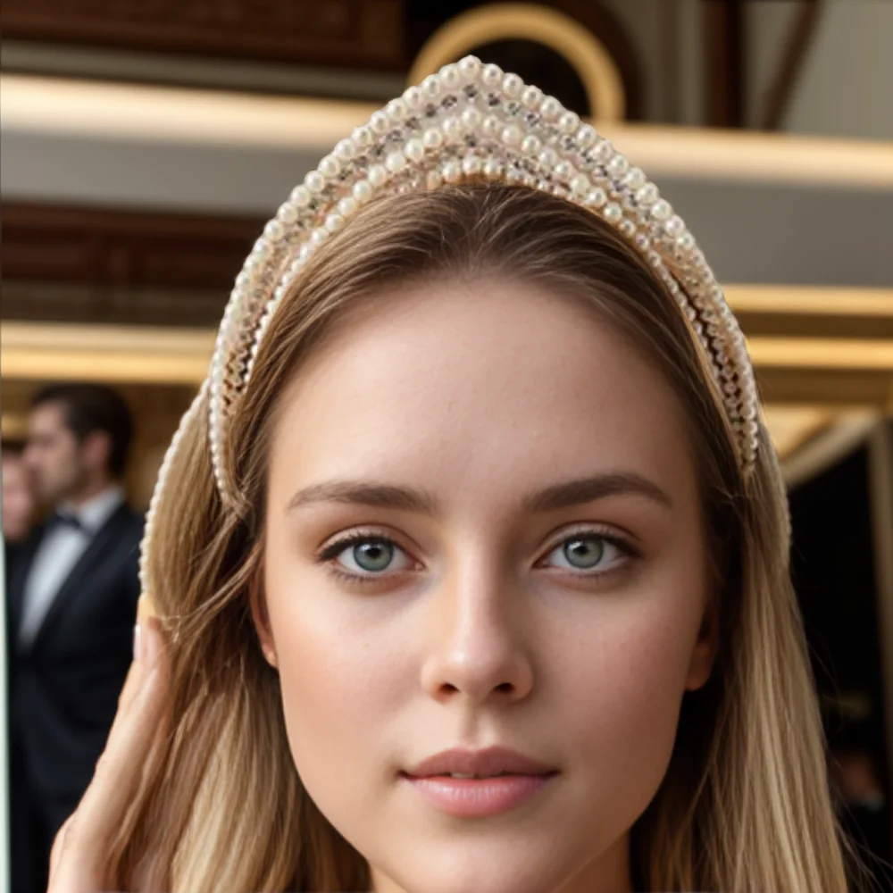 Stonefans New Pearl Headband Wedding for Women Girl Rhinestone Bohemian Bridal Hairband Hair Accessories Headwear Elegant Gifts