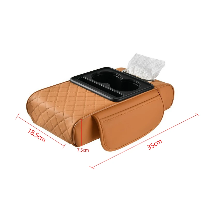 Multifunctional Thicken Car Armrest Storage Box Height Pad Leather Memory Foam Auto Center Armrest Protective Cushion Cup Holder