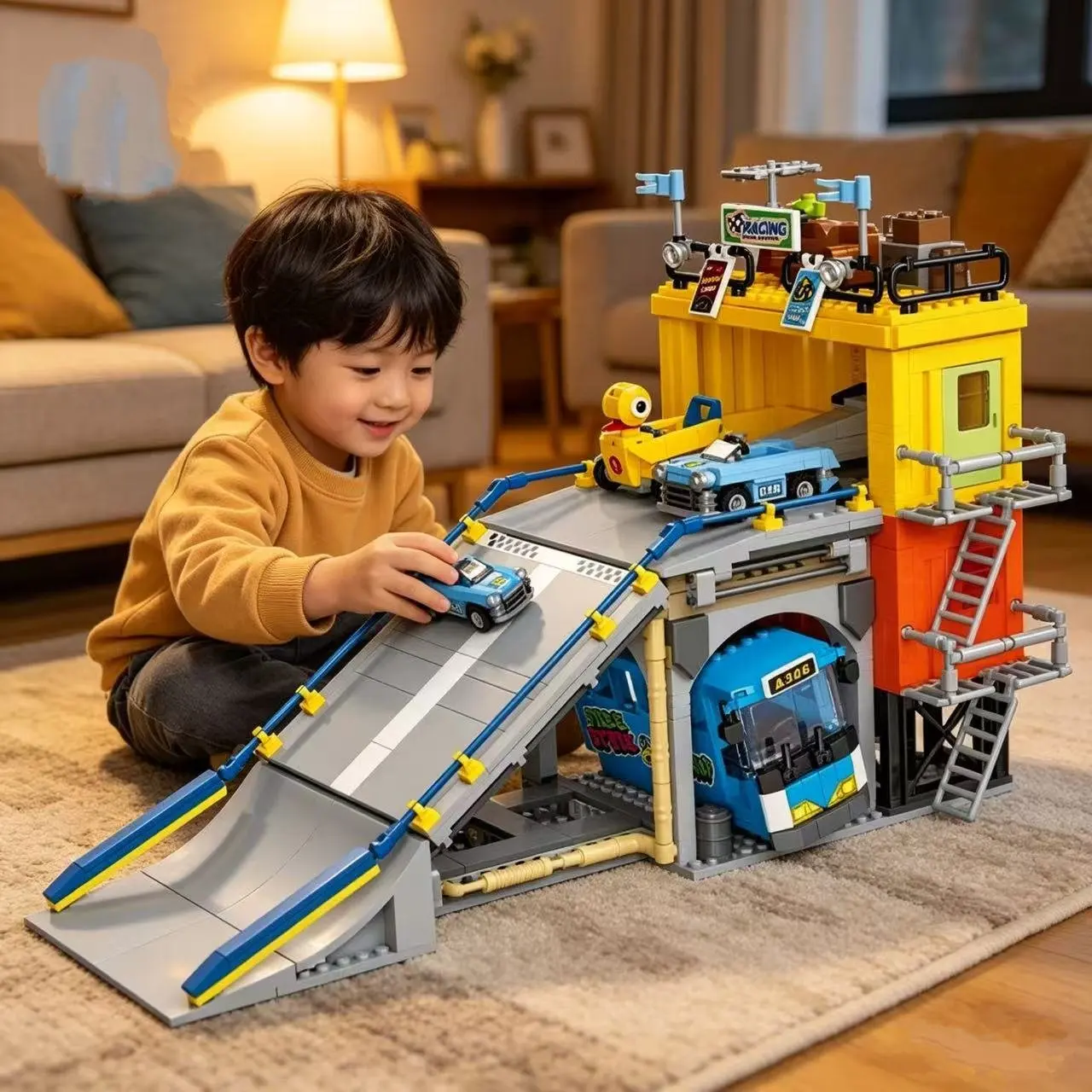 

JJ9264 678 деталей MOC: Набор для сборки модели гоночной трассы «Веселые гонки по холмам», конструктор, игрушки DIY для мальчиков, рождественский подарочный набор