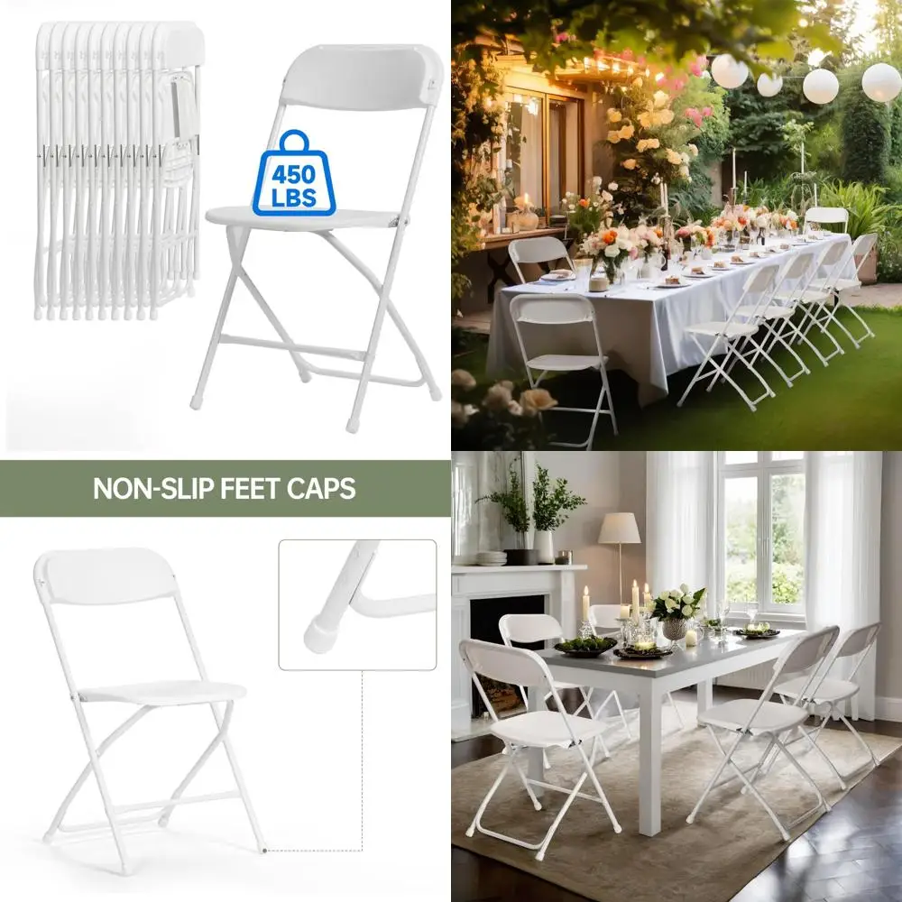 Portable Premium Plastic Folding Chairs - 30 Pack, 450 LB Capacity, Ideal for Weddings and Commercial Use