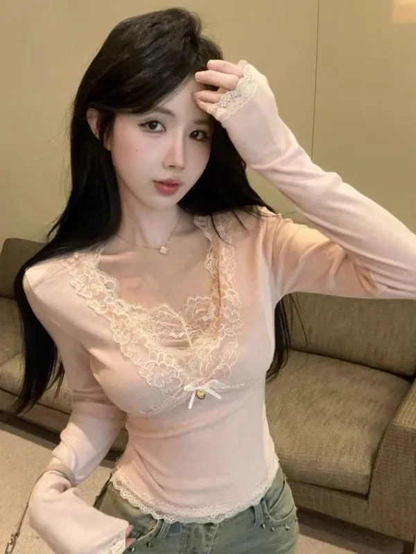 

Трикотажный топ с V-образным вырезом и вышивкой Sweet Girl Pure Desire, утягивающая базовая футболка-майка для молодых женщин