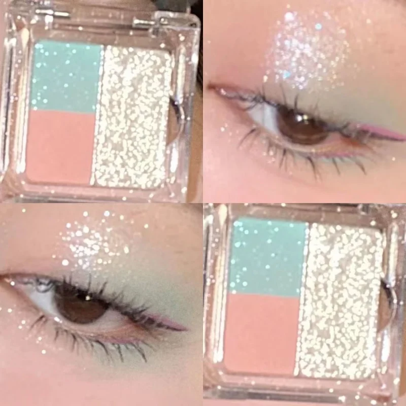 팔레트3 Colors Pink Purple Eye Shadow Plate Cute New Pearl Shine Powder Finish Portable Cosmetics Small Rose Pigments Makeup Tools