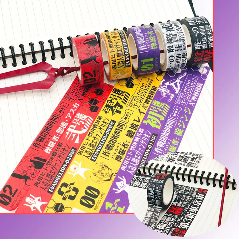 Evangelion EVA-Klebeband, Anime-Papierband, wasserdichtes Handbuch für Scrapbooking, Abdeckband, Kunst, Basteln, Tagebuch, Planer, Geschenk
