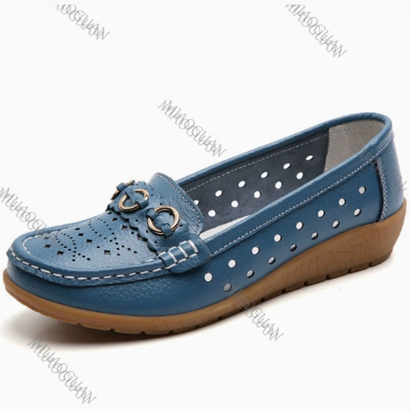 Shoes for Women 2025 Summer Casual Shoes Leather Ladies Breathable Flats Shoes Cut Out Women\'s Loafer Office Slip-on Moccasins