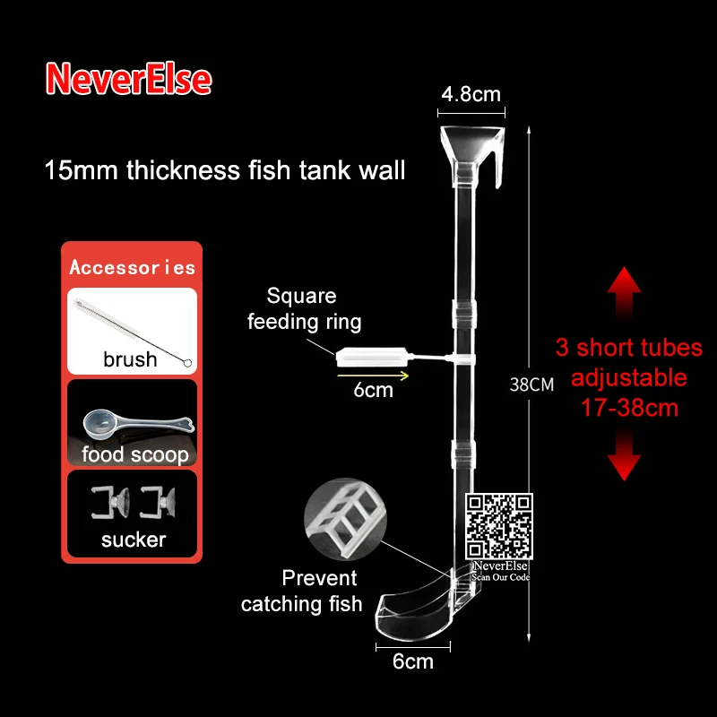 underwater Fish Feeder,Aquarium feeder,shrimp feeder 15cm 25cm 35cm 45cm 50cm acrylic Feeding Tool tube for shrimp,suction cup