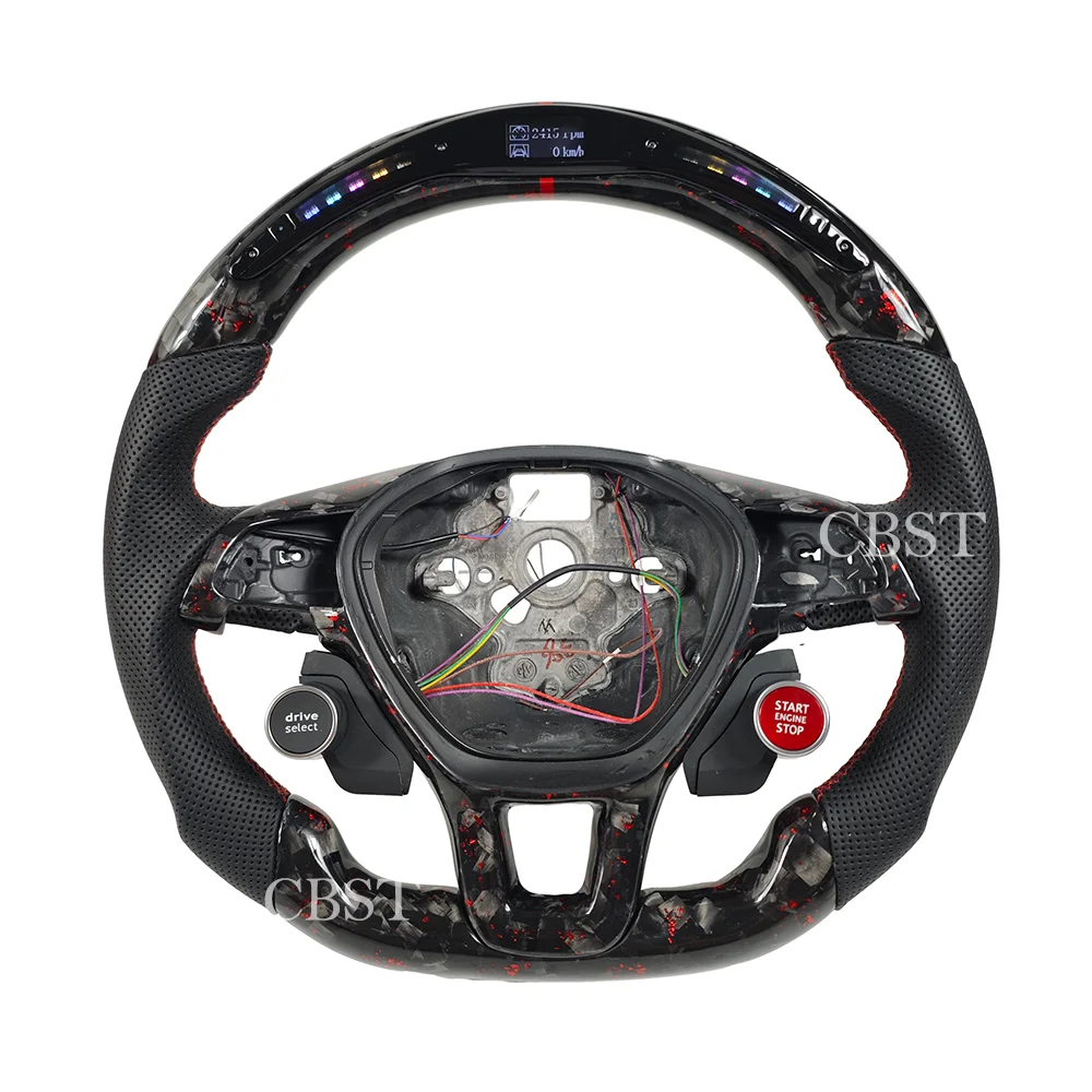 Forged Carbon Fiber Steering Wheel with  Rose Gold Flake and LED for VW Passat CC Golf MK7 2013-2020  Engine Start Button