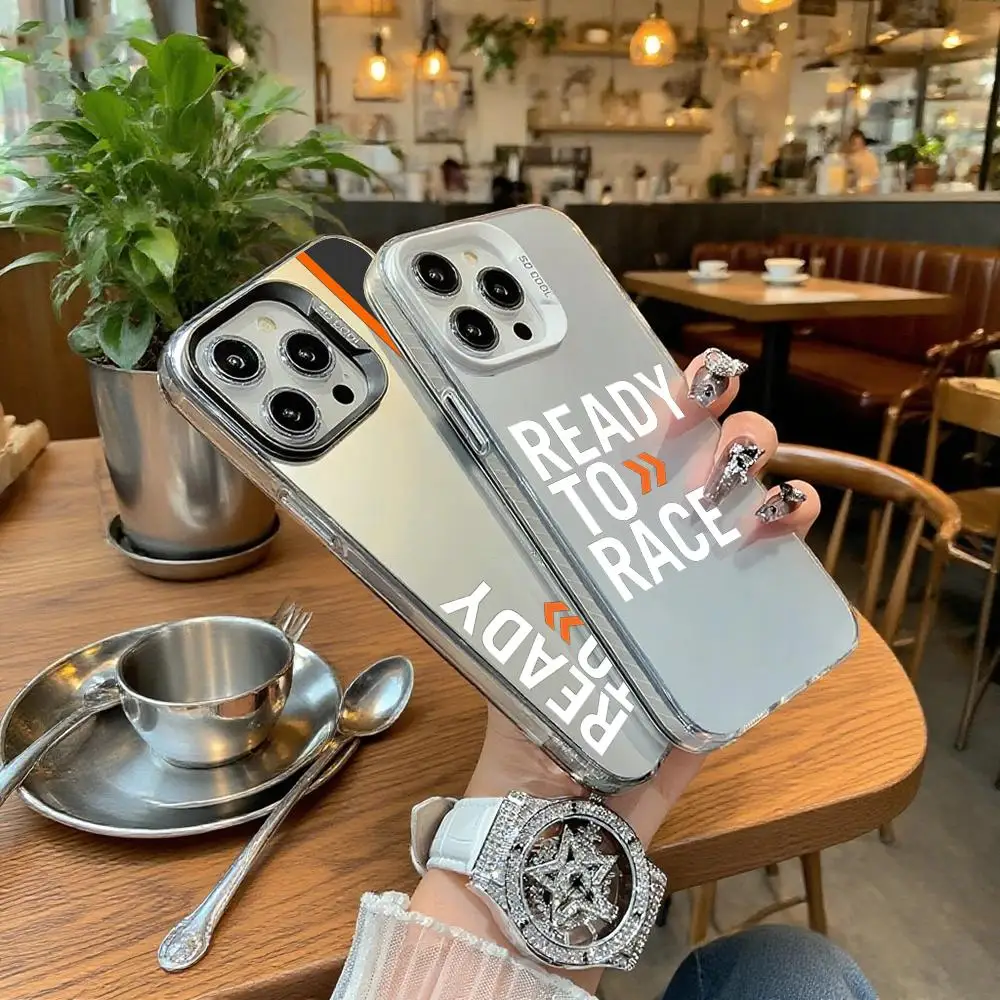 Закаленный чехол для телефона IPhone 11, 12, 13, 14, 15, 16, 17 Air Pro Max 16E X XS XR SE2, серебристый гальванический чехол с логотипом IMD K-KTM