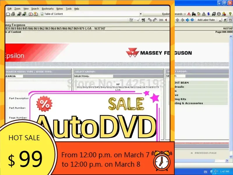 

Каталог запасных частей AutoDVD Massey Ferguson 2022, Великобритания + SA + NA
