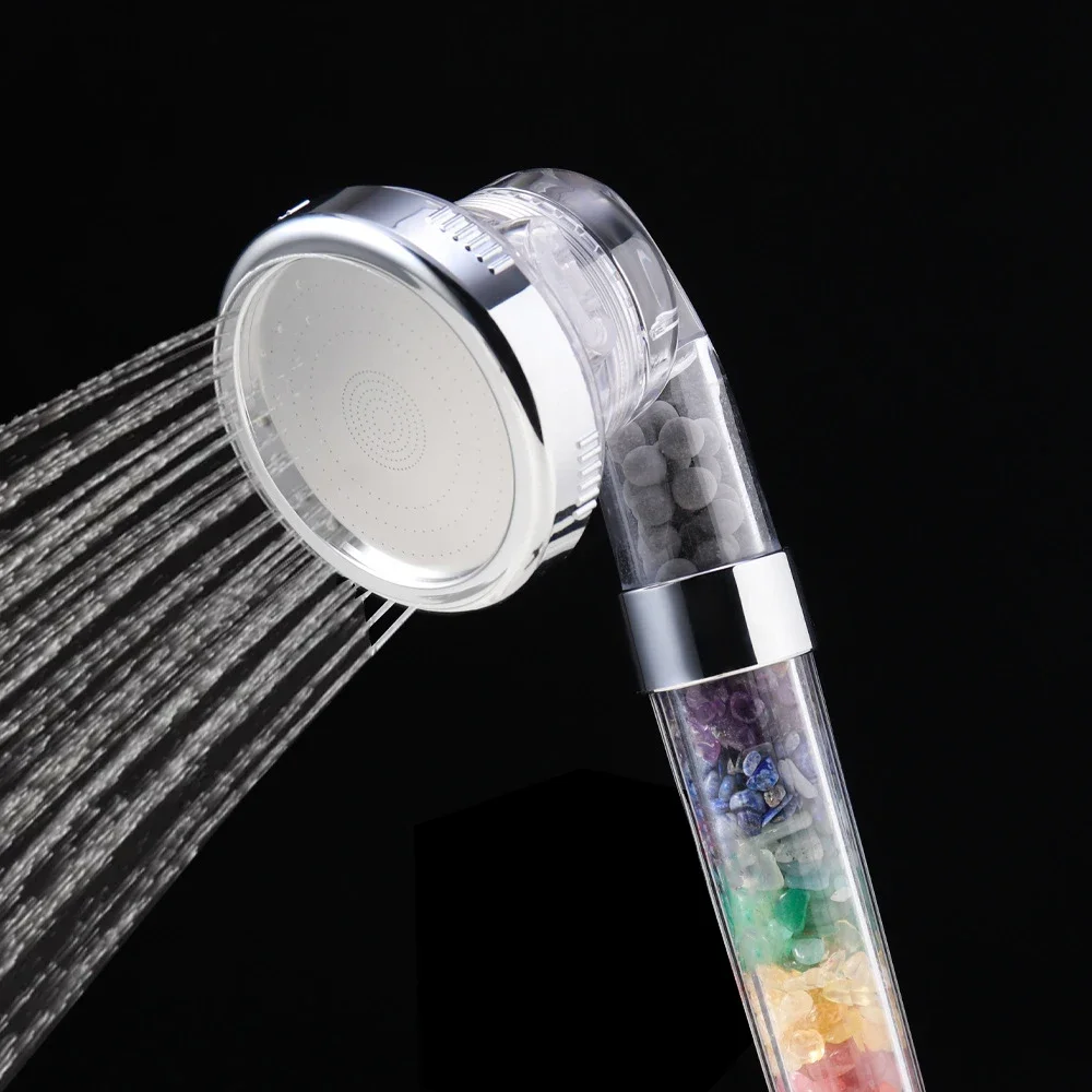 Crystal Chakra Energy Shower Head High Pressure Water Softener Natural Gemstone Water Filtered Mineral Crystal Shower Head