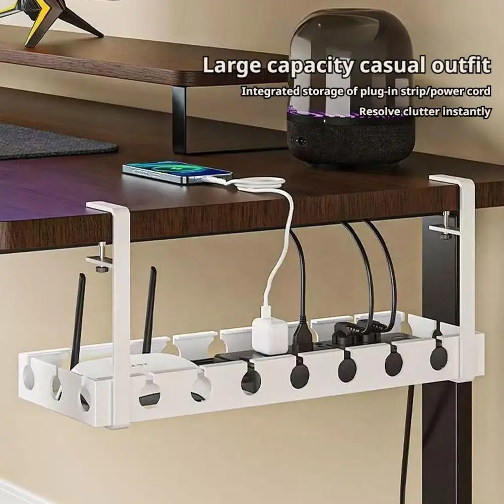 Scaffale portaoggetti sotto il tavolo Vassoio per la gestione dei cavi in metallo senza punzonatura Organizzatore di cavi per scrivania da ufficio domestico Contenitore per ciabatta retrattile