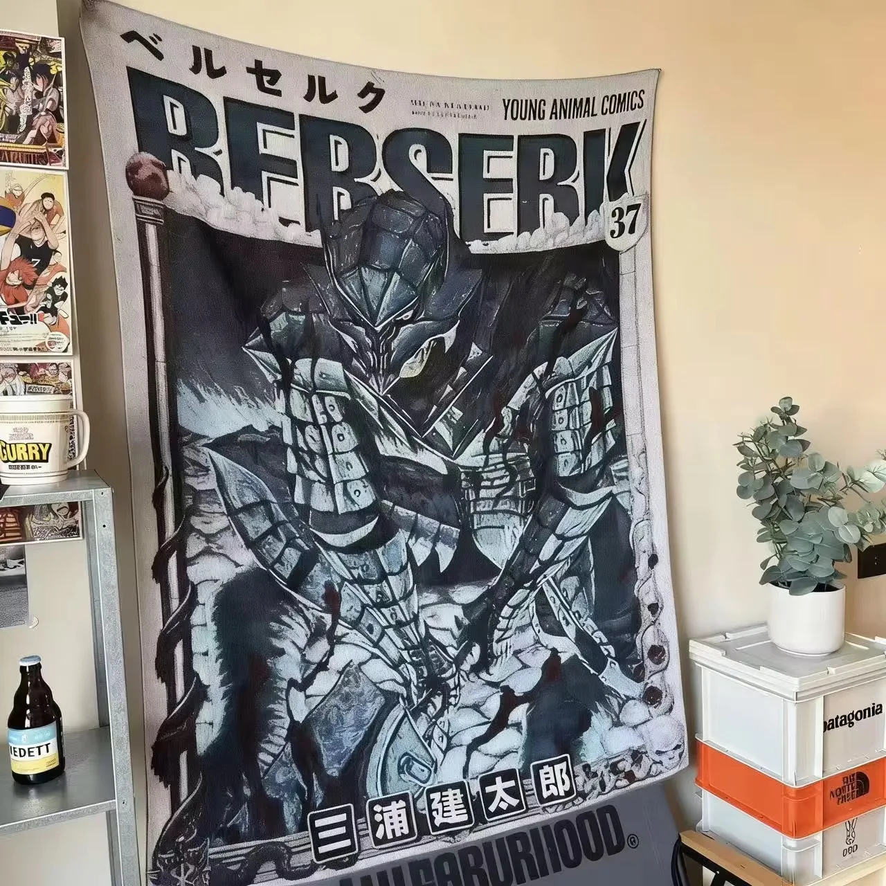 Berserk Guts Griffith Vintage Tapestry, Dark Fantasy Anime Wall Hanging Aesthetic Decor for Bedroom Living Room Dorm Gift