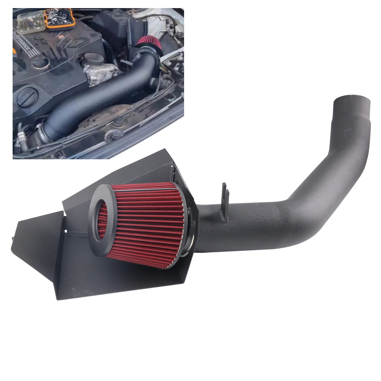 Cold Air Intake System Pipe Kit + Heat Shield Red For BMW 12-15 335i/14-16 435i M235i /16 M2 N55 3.0L Turbo