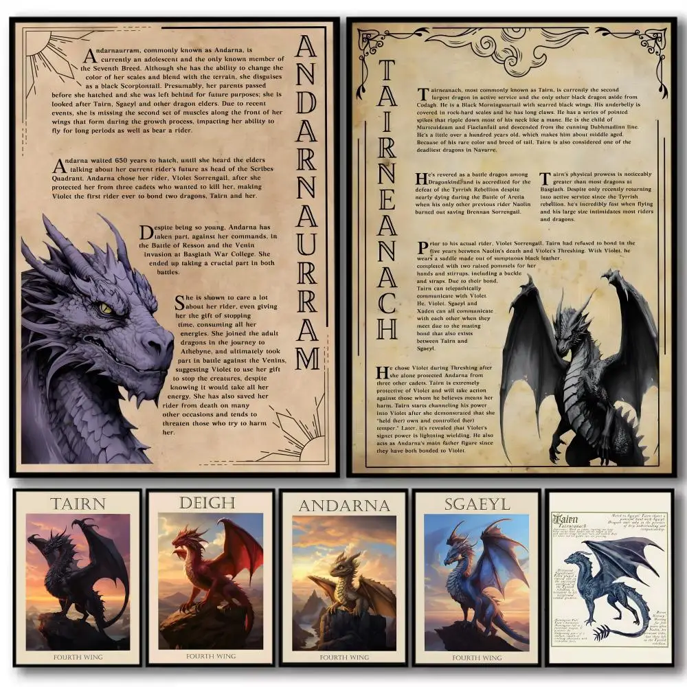 

Anime Novel F-Fourth Wing Painting Calligraphy High-Quality Aesthetic Wall Painting Stickers For Dormitory And Living Room Decor