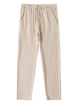 Casual Cotton Linen Chino Pants Men Wide Leg Lightweight Baggy Cotton Sweatpants Male Sport Jogger Straight Work Trousers 5