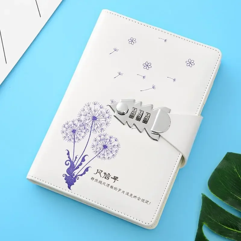A5 Blue and White Notebook Ancient Style Code Diary with Lock Student Gift Notebook Thickening Stationery