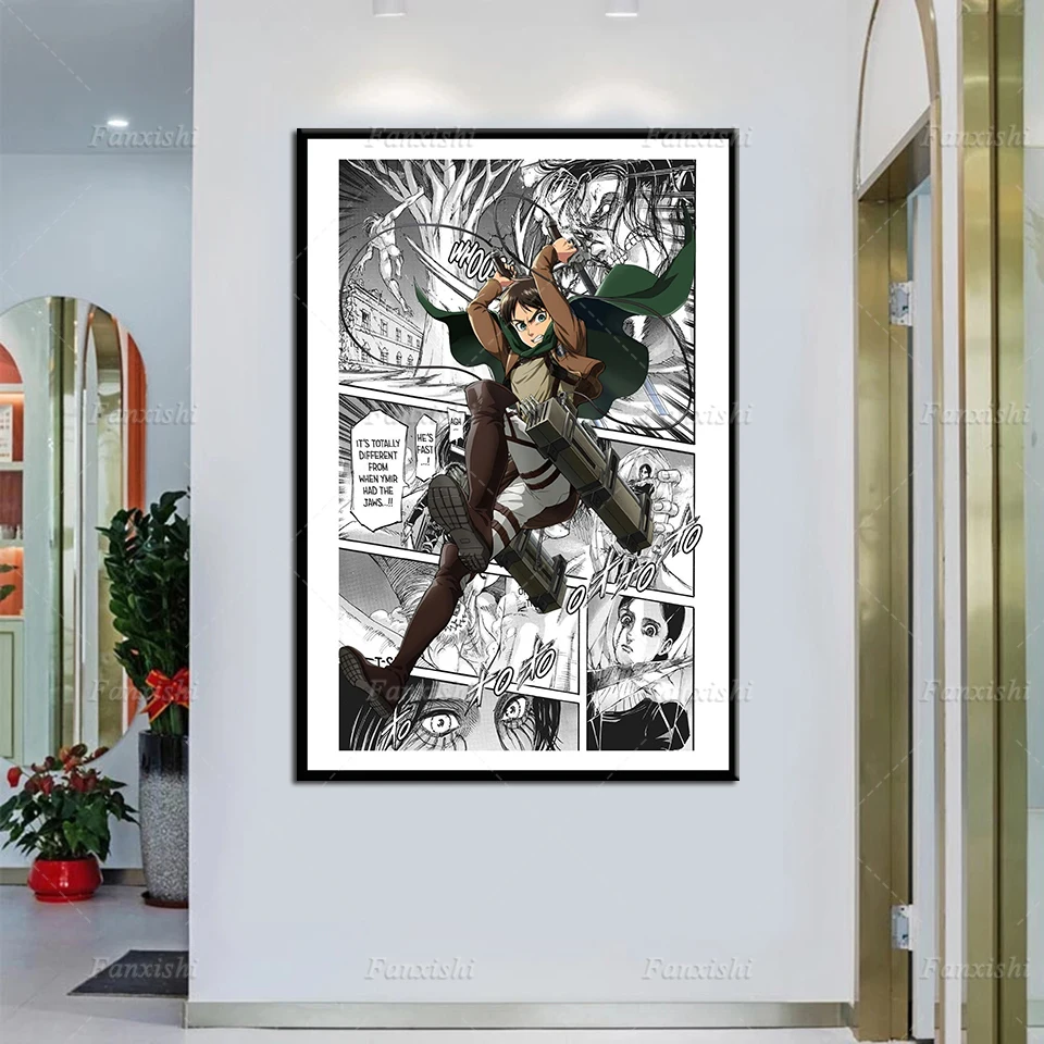 Japanese Eren Yeager Attack On Titan Anime Prints Vintage Wall Art Work Canvas Poster Nordic Home Modern Decor Painting Gift