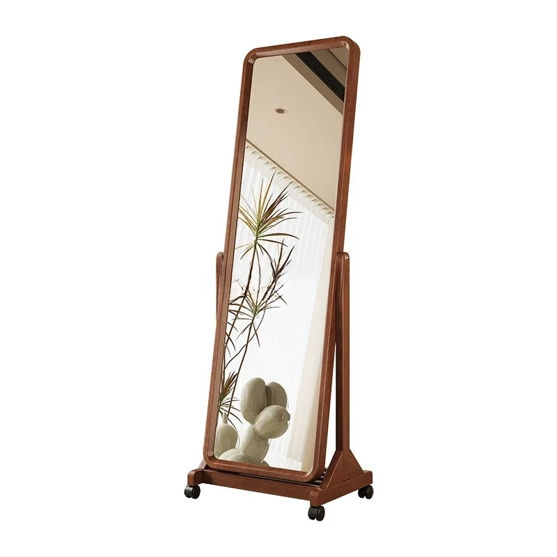 

Full-length mirror floor-to-ceiling household girls' bedroom solid wood fitting mirror full-length mirror