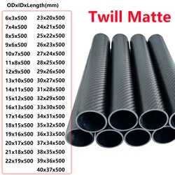 3K carbon fiber tube Twill Matte 2 pcs length 500MM OD 6-40MM wall thickness 1.5mm coil tube is used for model airplanes or kite