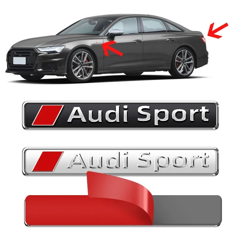 Car Styling Audi Sport Emblem Auto Body Fender Decoration Trunk Sticker For Audi A4 B9 A3 8P 8l Q3 A5 A6 C6 C7 S5 S4 RS TT MK2