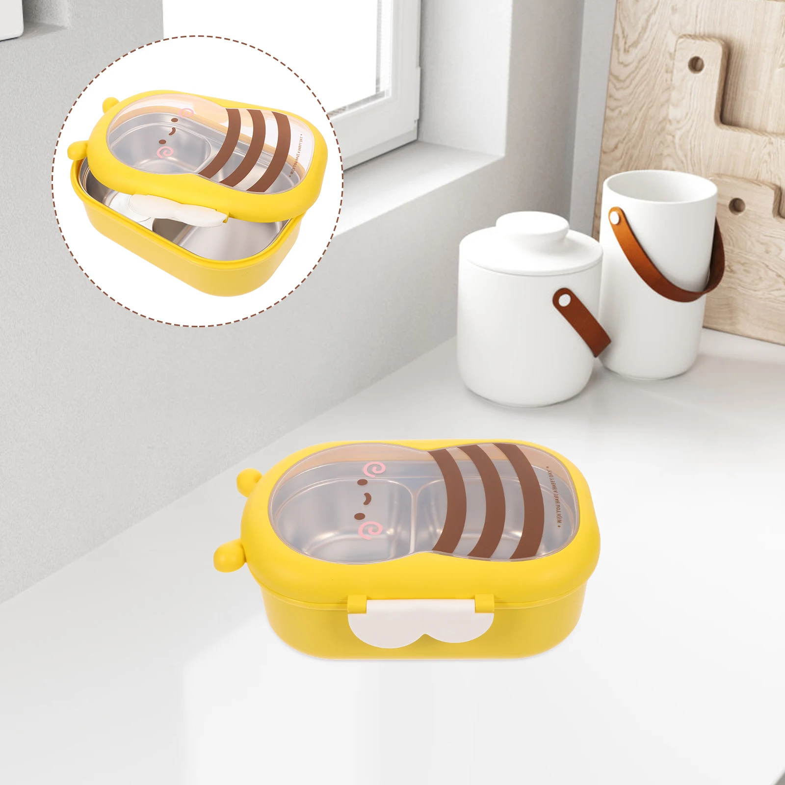 

Thermal Leak-proof Lunch Box Yellow Bee Shaped Wear-resistant Reusable Compact Meal Container Insulated Food Box for Kids
