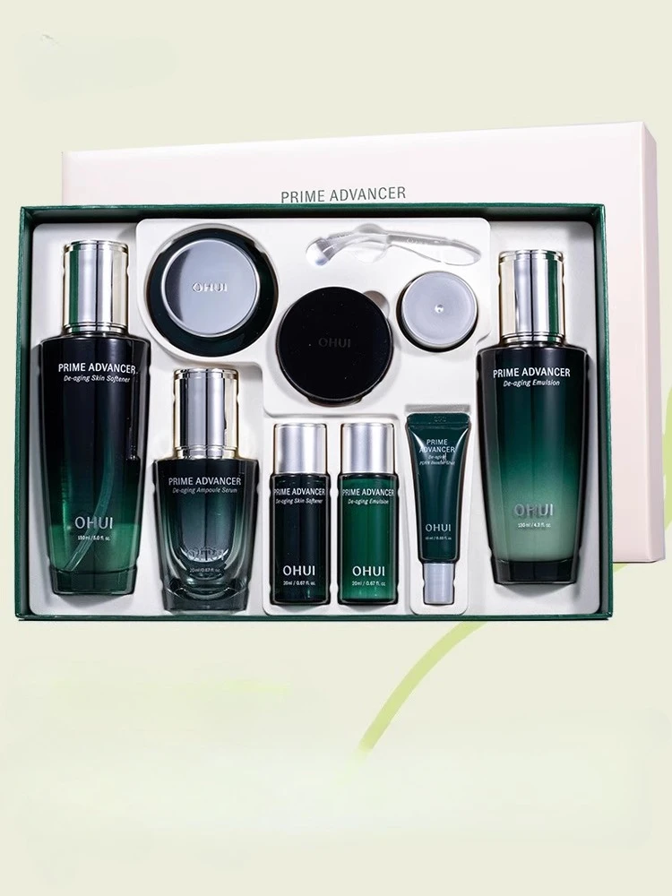 Original Korean Skin Care Products OHUI Green Bottle Skincare Set Toner Lotion Set Repair Firm Moisturize Essence OHUI Beauty