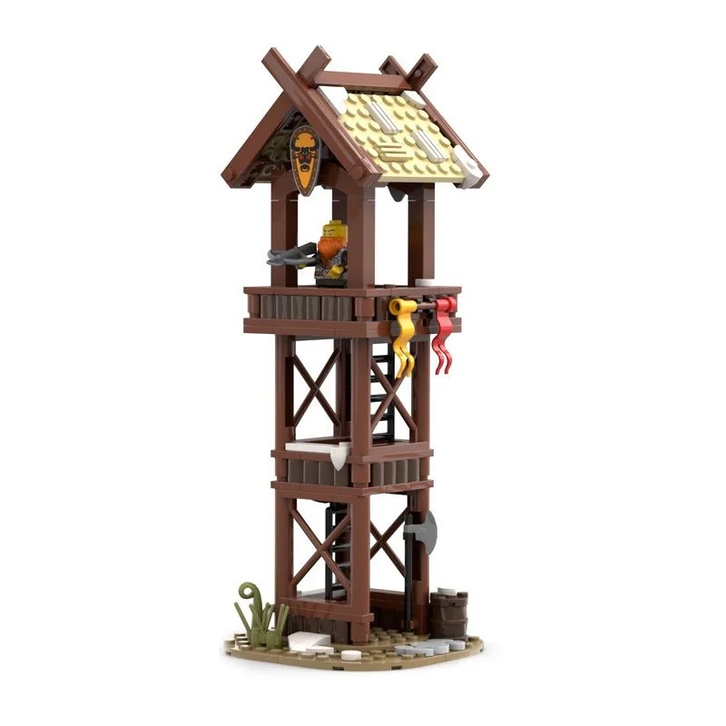 Classic Assembled Building Blocks Medieval Building Castle Viking Tower Archery Range Watchtower Tree Scene Toy for Kids Gifts