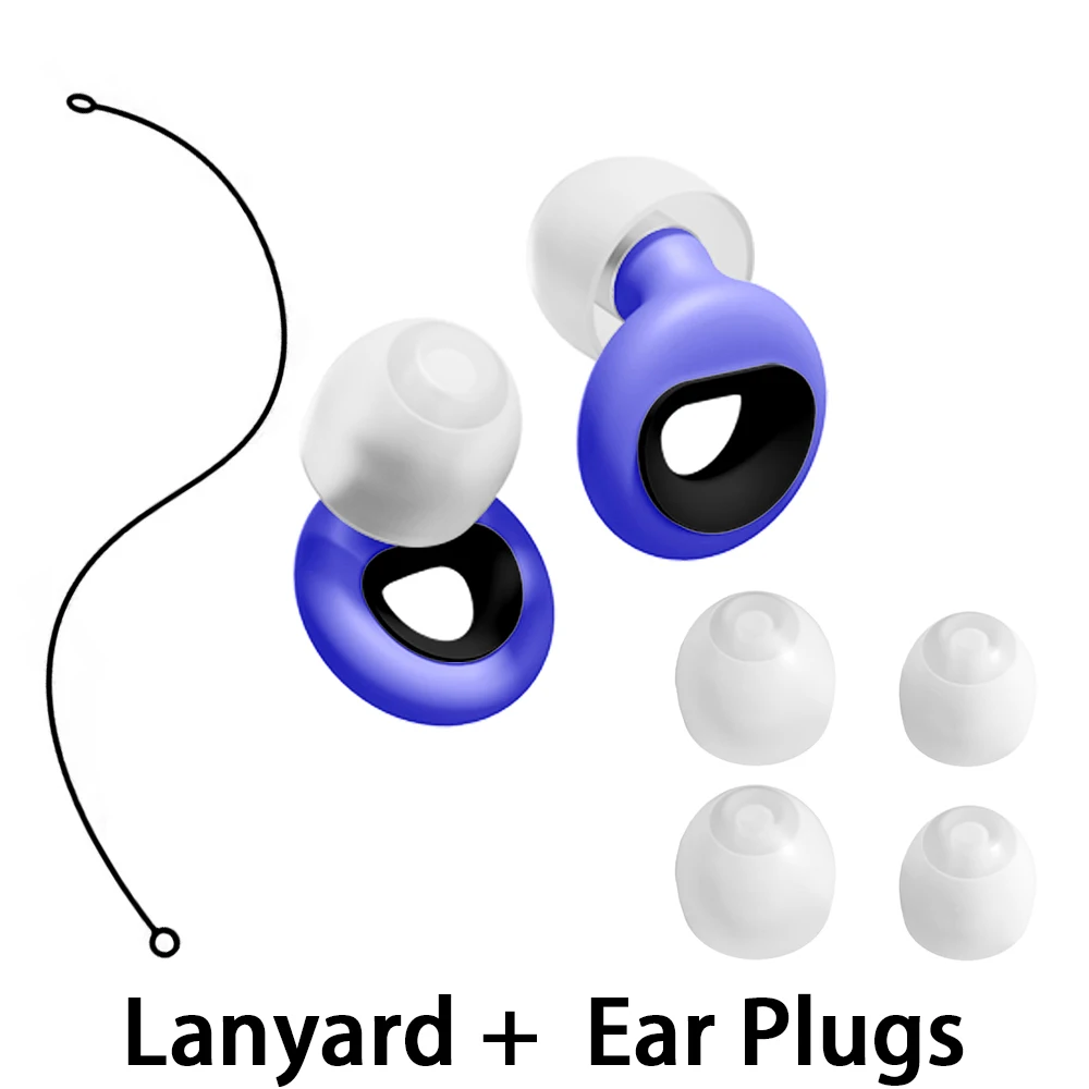 Soft Noise Reduction Earplugs with Silicone Lanyard for Sleep Anti-Noise Snoring Learning - Sleep Aid Ear Buds