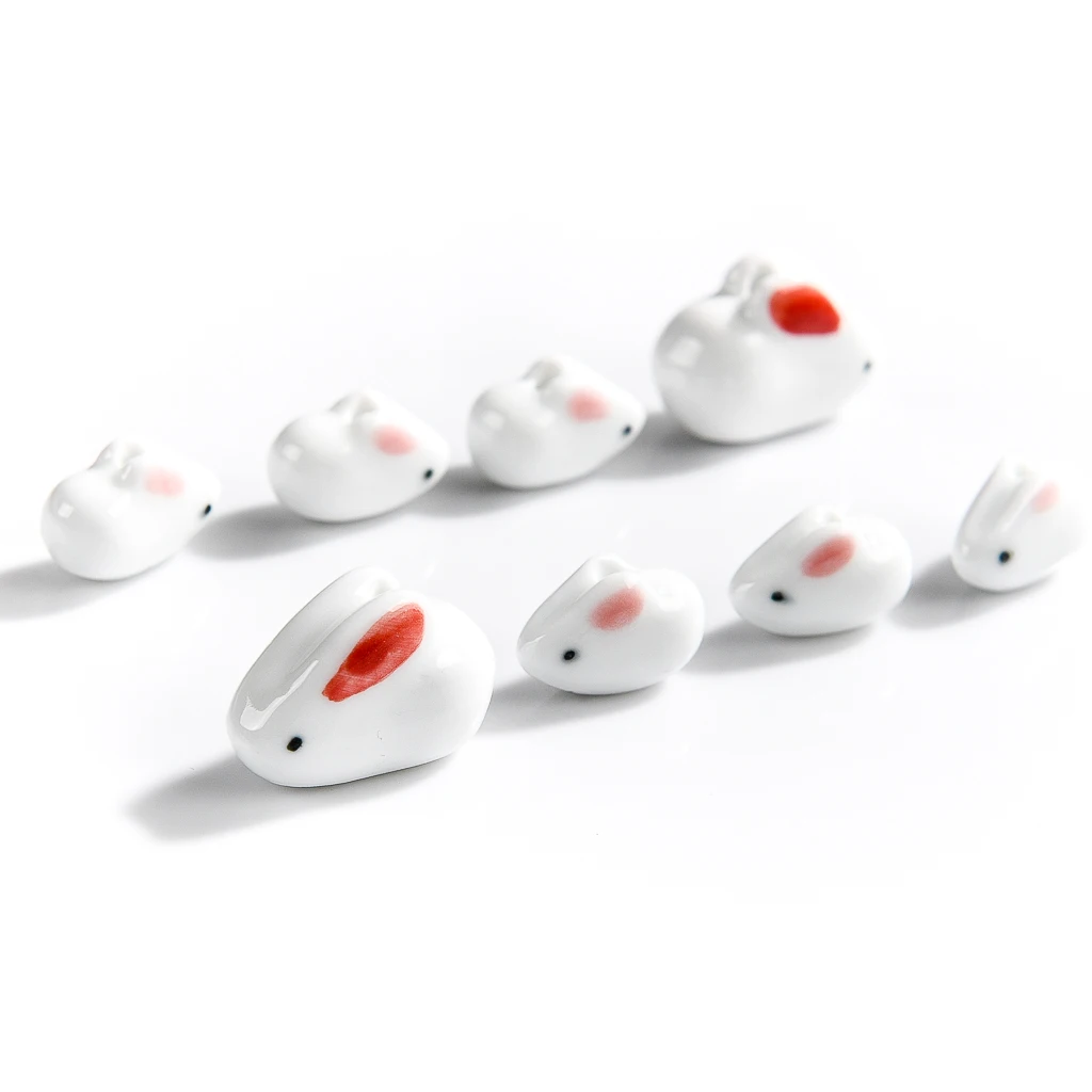 26#5pcs Hand-painted Rabbit Pottery Beads Cartoon Animals Abstract Painting Special Ceramic Pendant Jewelry  Necklace #XN1031