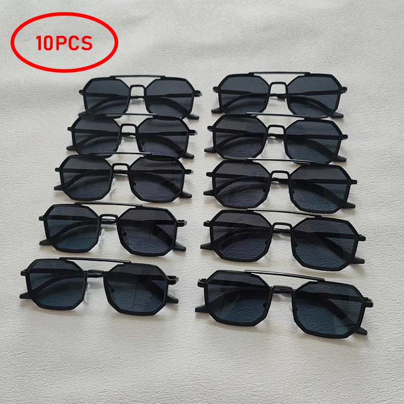 10pcs/Set Metal Sunglasses For Men Luxury Brand Fashion Women Polygonal Double Bridges Eyewear Outdoor Sun Glasses Wholesale