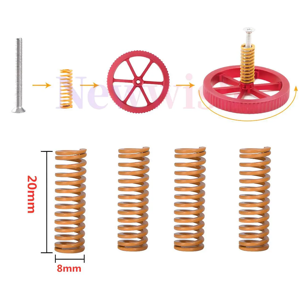 Ender 3 Springs Upgrade Kit,Hot Bed Leveling Kit for Ender 3/3 Pro/3 V2/3 Neo/3 V2 Neo/Ender 3 S1/S1 Pro Ender 5 Plus 3D Printer gallery 4