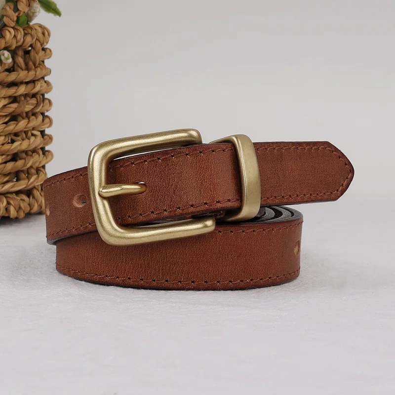 جلد البقر دبوس مشبك حزام المرأة الرجعية عالية الجودة حزام جديد مزين حزام الجينز