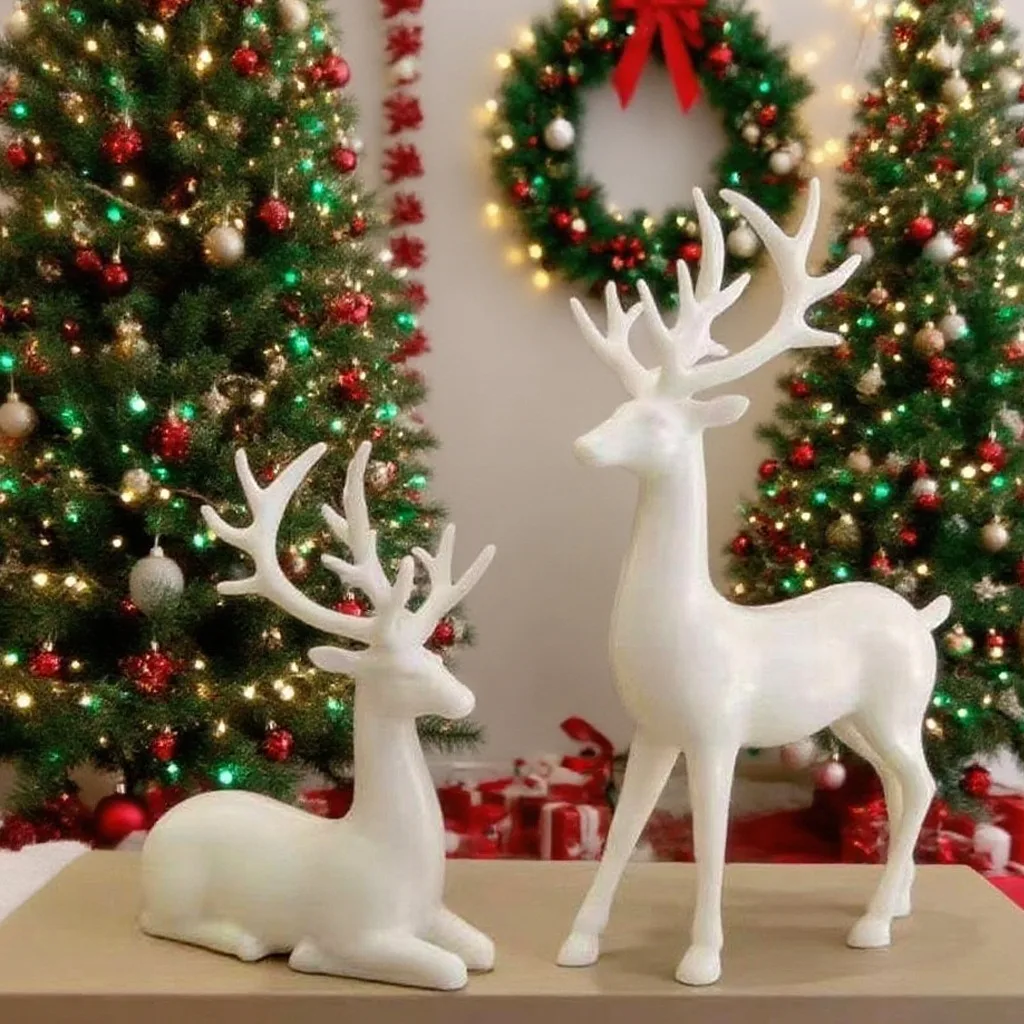 Christmas Reindeer Ornament Realistic Christmas Table Decor Small Statue Reindeer Decorative Reindeer Table Decoration For Home