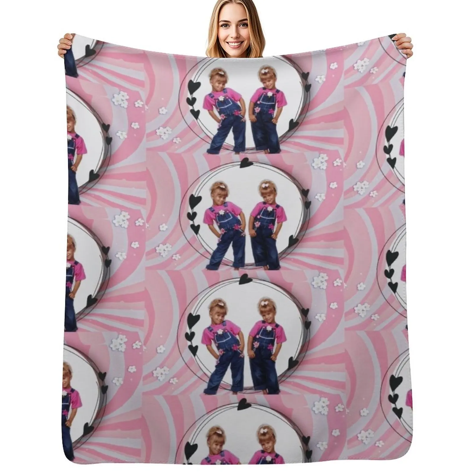 Mary Kate and Ashley olsen twins cute for kids Throw Blanket Decorative Throw Plaid Stuffeds Decorative Sofa halloween Blankets