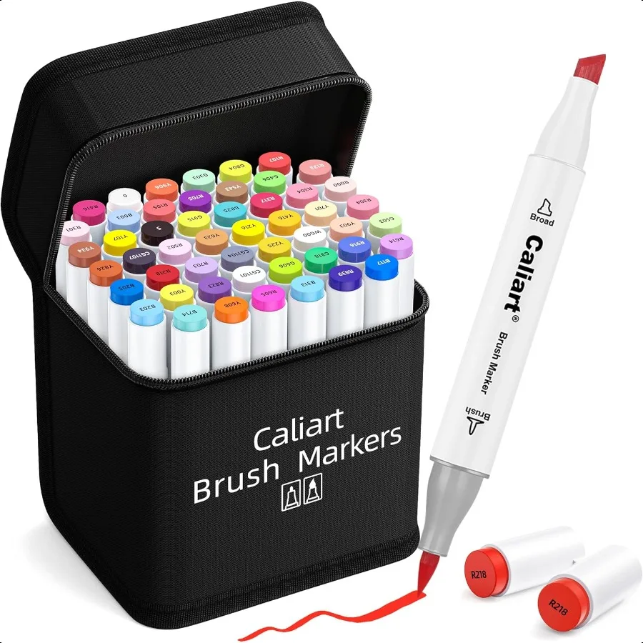 

Caliart Alcohol Brush Markers 51 Colors Dual Tip Artist Brush Chisel Tip Sketch Art Markers Aesthetic Cute Preppy Stuff School