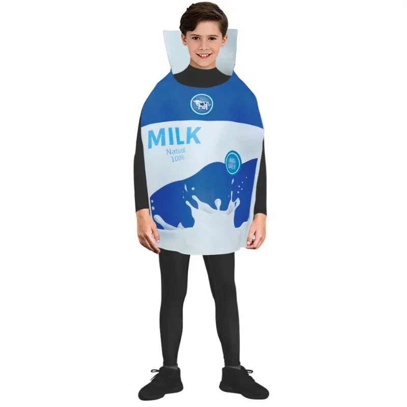 Carnaval Kleding Cosplay Volwassen Kinderen Fancy Dress Grappig Voedsel Koekje Melk Hot Dog Print Halloween Party Nieuwigheid Stadiumkostuums