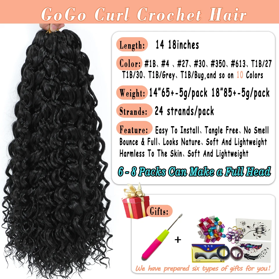BEWILL GoGo Curl Häkelhaar 14 18 Zoll Wasserwelle Strand Curl Häkelhaar Ombre Synthetische böhmische Zöpfe Haarverlängerungen 1B – Detail 3