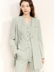 AMII Minimalism Jacket Women Suits Outfits 2023 Spring New Environment-friendly Recycled Fabric Business Blazers Pants 12341163