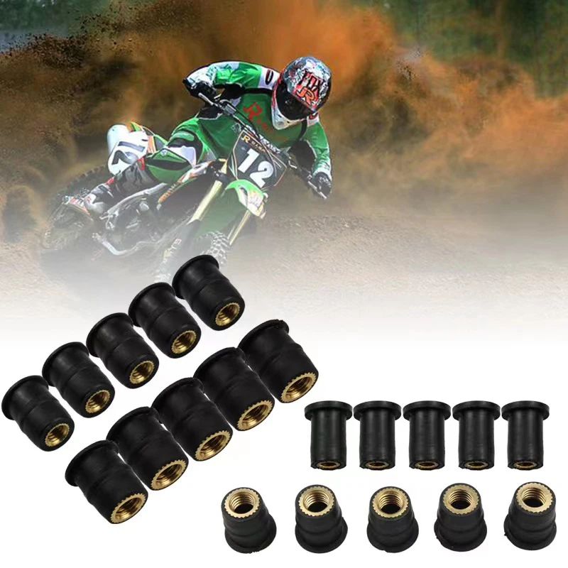 10Pcs M4 M5 M6 Motorcycle Windshield Windscreen Screws Bolts Nut Universal Rubber Well Nuts Fastener Screw