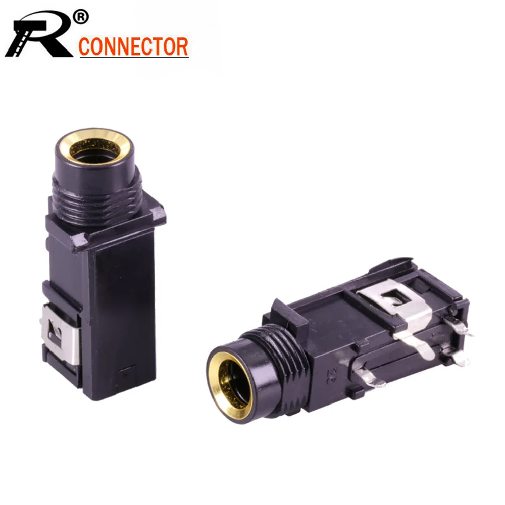 20pcs/lot 6.35mm Stereo Female Jack 4 PINS Feet 6.35mm PCB Panel Mount Microphone Socket Stereo 1/4