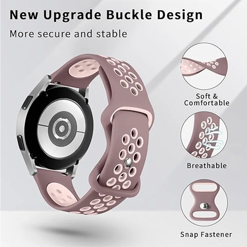 Silicone 20mm Watch Strap for Samsung Galaxy Watch 6 5 4 Band 40mm 44mm/Galaxy Watch 6 Classic 43mm 47mm Man/Women 20mm Bracelet