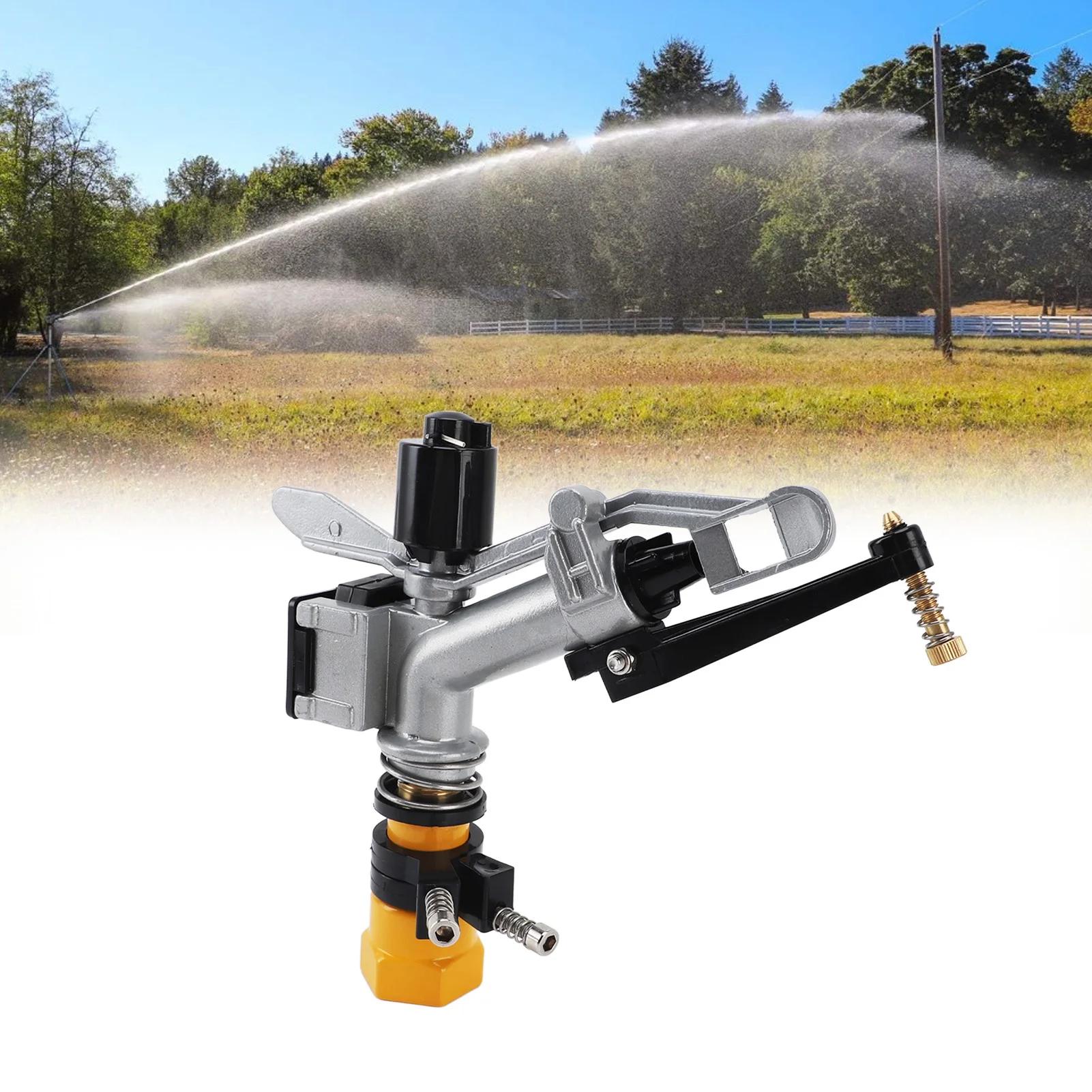 Garden Auto Rotating Sprinkler 360 Degree Auto Rotating Large Area Irrigation Sprinkler with 1‑1/2 Inch FNPT Interface for Yard