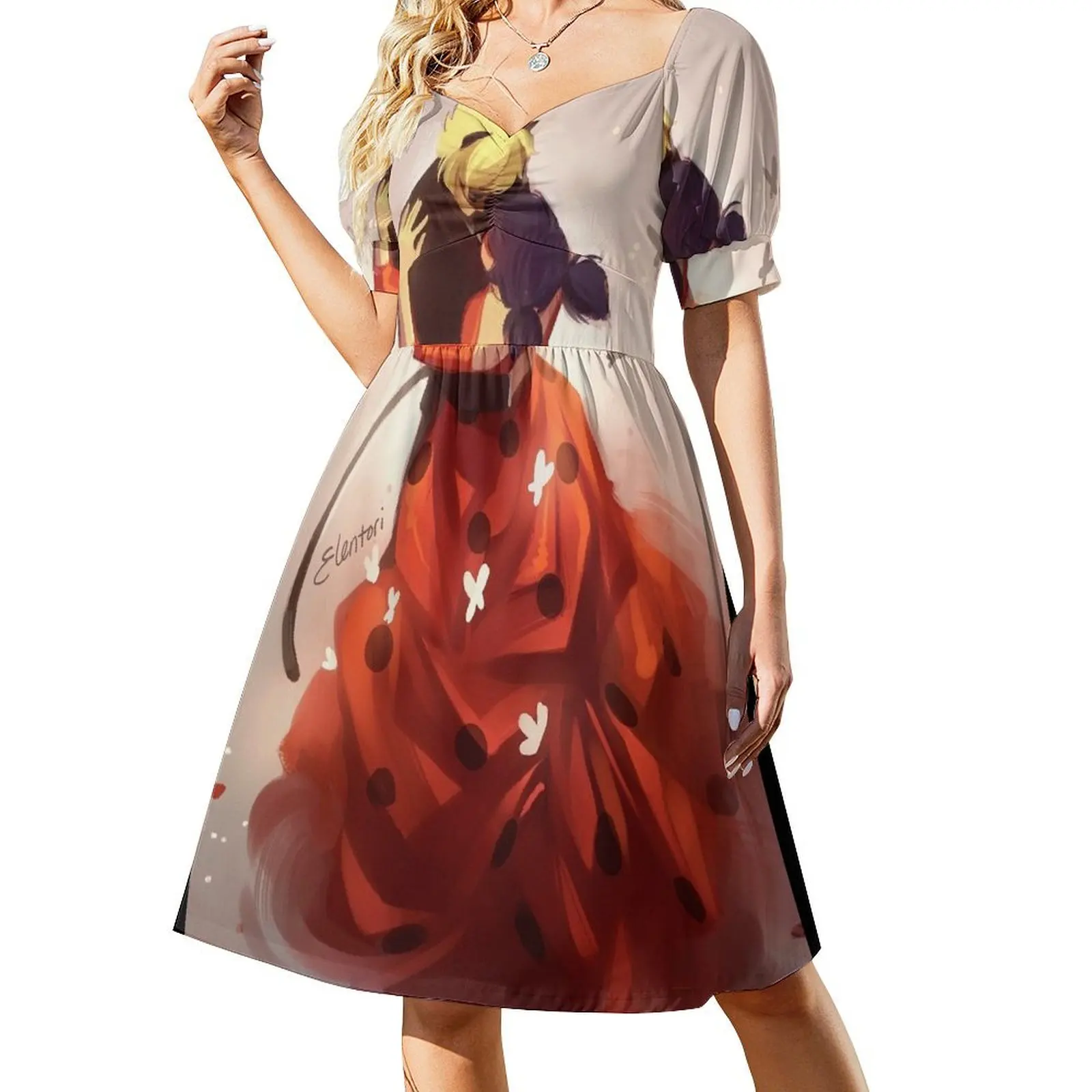 

Paris Short-Sleeved Dress summer dress daily wedding guest dress 2025 dresses women summer 2025 women's clothing korea stylish