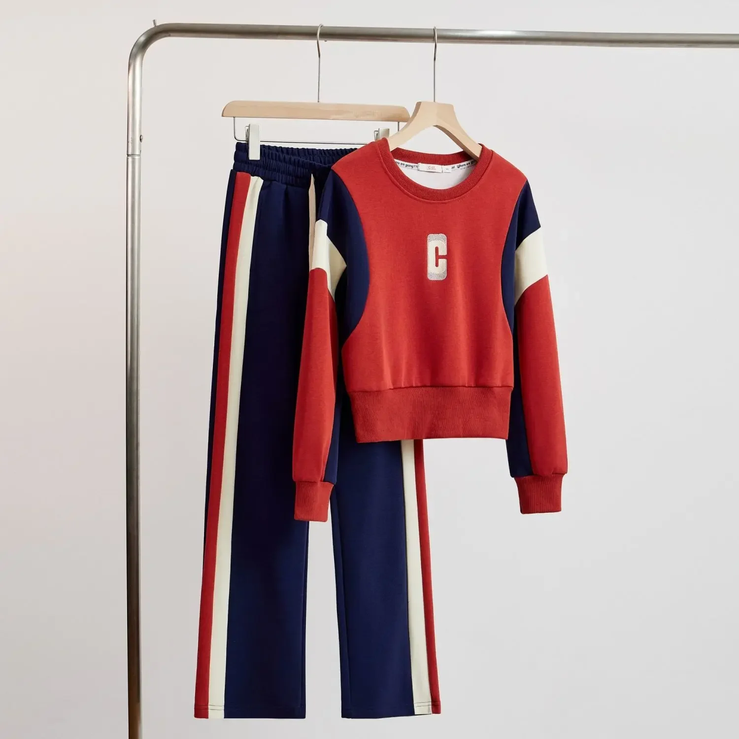 الراقية مجموعة ملابس رياضية المرأة الخريف عارضة قطعتين دعوى اللون كتلة البلوز المألوف مجموعة كاملة #3