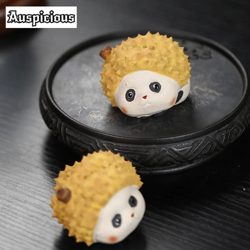 Handmade Yixing Zisha Petted Durian Panda Tea Petcreative Fruit Stupid Tea Figurine Play Toys Tea Ceremony Tableware Decoration