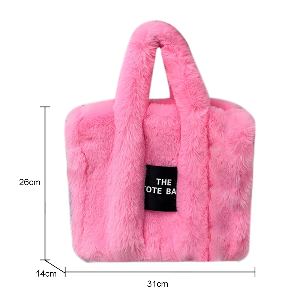 Winter Faux Fur Plush Tote Bag Women\'s Bag Letter Designer Large Capacity Handbag Shoulder Bag Purses Female Satchel Bags Bolsas