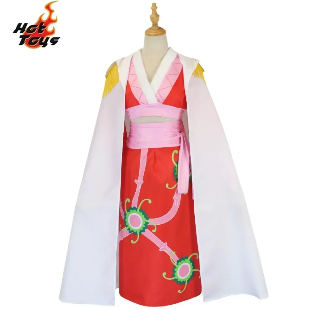 Disfraces de Cosplay de Anime Boa Hancock, vestido tipo kimono rojo imperio Sexy, pendientes de Boa Hancock, disfraces de Halloween para mujeres