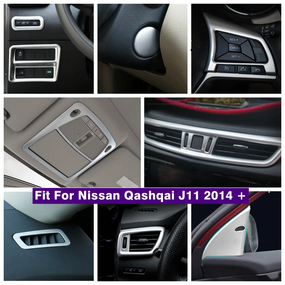 

Car Accessories Steering Wheel / Pillar A / Reading Lights / Air AC Outlet Cover Trim For Nissan Qashqai J11 2014 - 2020 Matte