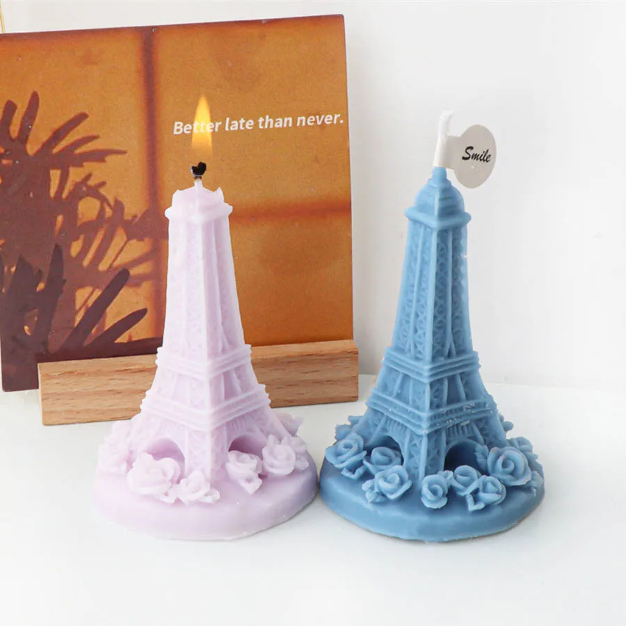 3D Eiffel Tower Candle Silicone Mold DIY Leaning Tower of Pisa Statue Craft Abstract Plaster Candle Making Mould Home Decor Gift