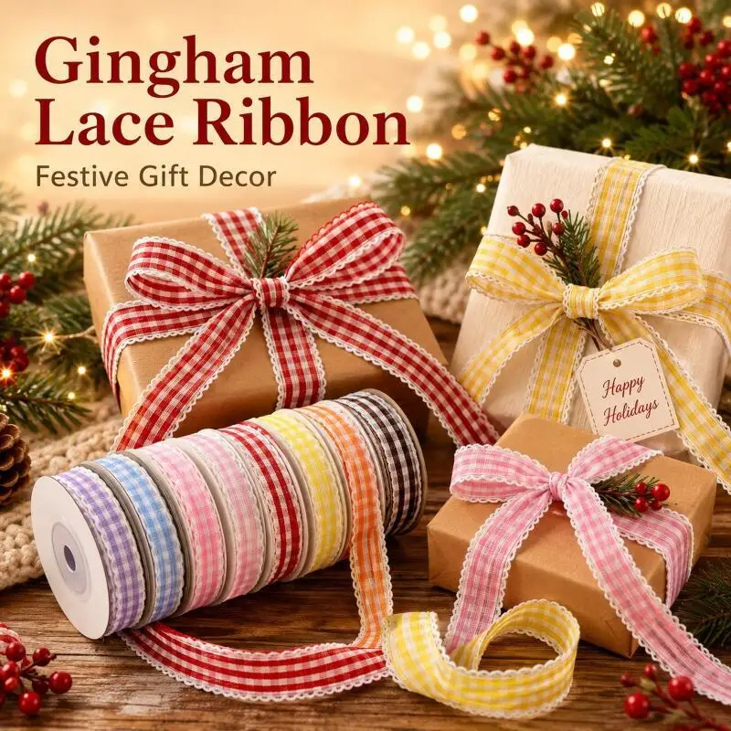 10 Yards/Rolle 10mm karierte Bänder, Grosgrain-Band, Geschenkverpackungsband aus Polyester, handgemachte DIY-Schleife, Hochzeit, Party, Heimdekoration – Detail 6