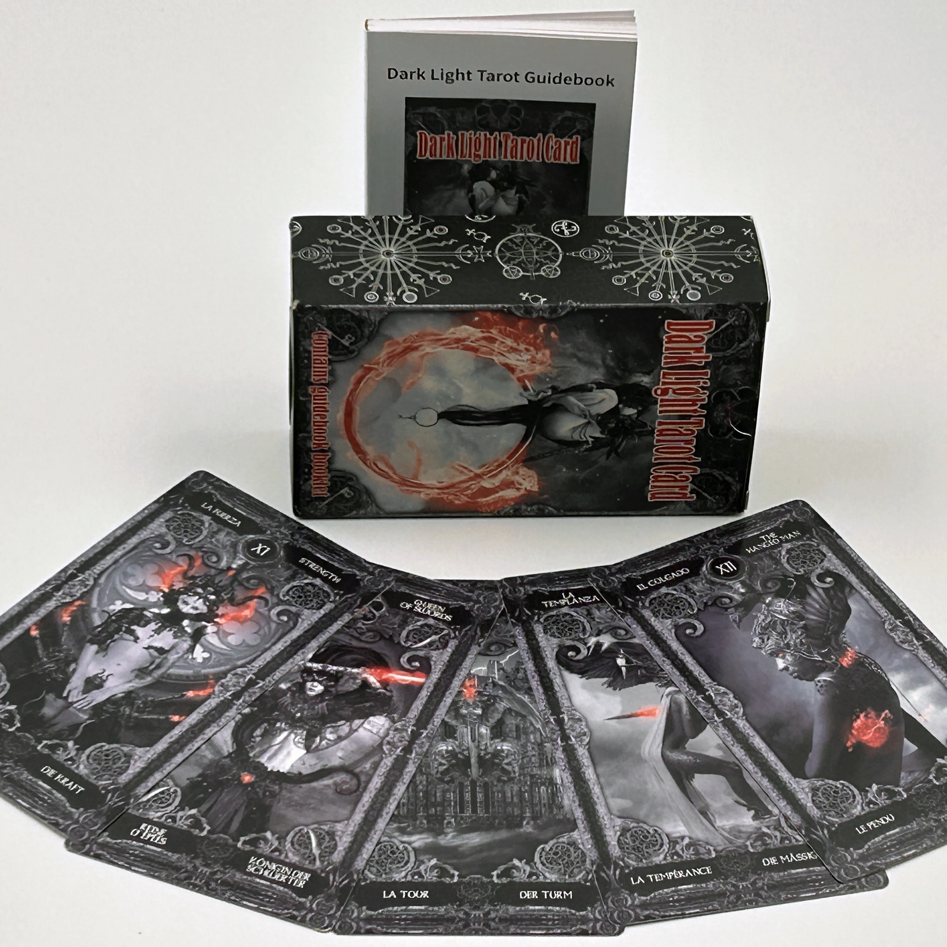 Dark Light Tarot Deck Guide, Large Cards 12 * 7 cm, Retro Chess and Card Game, Top Selling Gift for Outdoor Camping Parties.